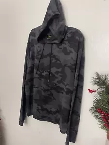 Athletic L Black Camouflage Hoodie Pullover Long Sleeve Stretchy Knit EUC - Picture 1 of 6