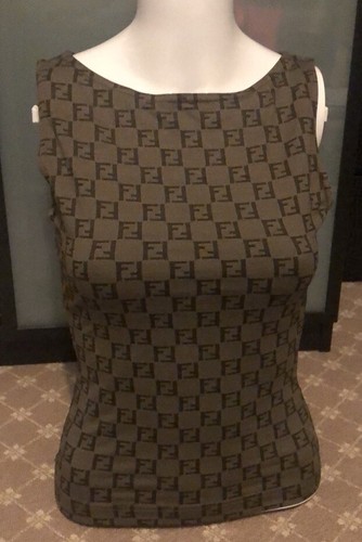 Camicia monogramma logo Fendi Zucca senza maniche FF vintage tank top nuova 40
