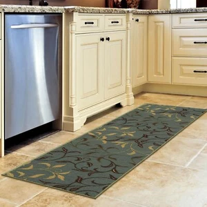 Ottomanson Home Contemporary Leaves Design Modern Runner Rug Non-Skid 20" x 59" - Picture 1 of 3