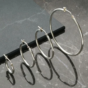 Sterling Silver Small to Large 2mm Hoop Sleeper Earrings - ALL SIZES AVAILABLE - Picture 1 of 26