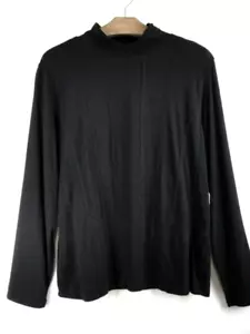Chiave taglia Top a maniche lunghe L nero cucito elasticizzato maglia finto scollo - Foto 1 di 7