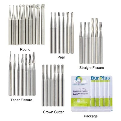 Fresas dentales de alta velocidad Wave FG 330 557 2 4 6 8 agarre redondo de fricción de rebabas de carburo Foto 1 de 4