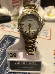 Armitron Women's Genuine Crystal Accented Gold Tone Watch - 75/5733SVGP - NEW!! - Picture 1 of 7