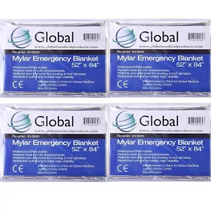 4 PACK • Large 82"x 54" Emergency Solar Mylar Blanket Survival Safety - Picture 1 of 11