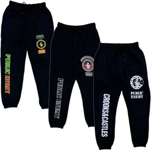 Crooks & Castles Men's X Public Enemy Jogger Sweatpants in Black - Picture 1 of 7