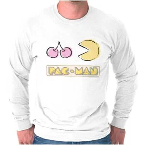 Vintage PACMAN Arcade Game and Cherry Stems Long Sleeve Tshirt for Men or Women - Picture 1 of 7