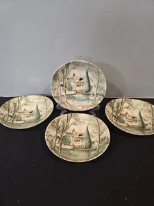 Set of 4 Johnson Bros Dream Town Green Oval Soup/Cereal Bowl – England – Vintage - Picture 1 of 14