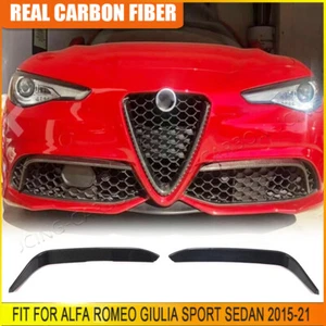 Real Carbon Front Bumper Splitters Canard Fin For Alfa Romeo Giulia Sport 16-21 - Picture 1 of 14