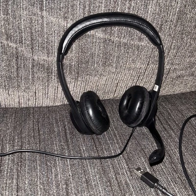 Logitech Black USB Headset Double Earphones with Built-In Microphone - Image 1 of 4