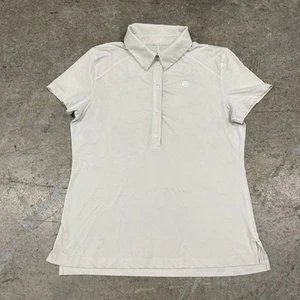 Camisa Polo Lululemon Mujer Talla Mediana Blanca Rendimiento Cuello Atlética Rara - Imagen 1 de 7