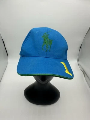 Ralph Lauren Fragrances Polo Baseball Cap Embroidered Blue Yellow 1 Adjustable - Image 1 of 4