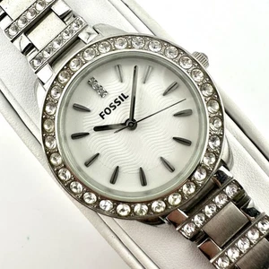 Reloj Fossil Mujer 34mm Tono Plata Bisel Cristal Pulsera ES-2362, Batería Nueva - Imagen 1 de 15
