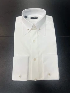 Gemelos Tom Ford para hombre blancos 100 % algodón abotonados con varilla a través del cuello - Imagen 1 de 2