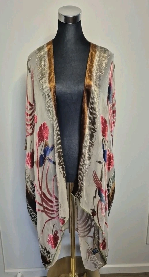 Sportsgirl Floral Sheer Long Drapey Shawl Wrap Lightweight Multicoloured OS VGC - image 1 of 4