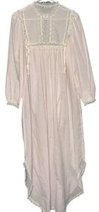 Vintage Christian Dior Lingerie Pink Night Gown Sz M Long Lace Crochet USA UNION - Picture 1 of 11