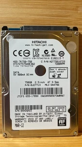 Hitachi HTS541075A9E680 pn: 0J33072 mlc: DA5286 750GB SATA 678312-002 - Picture 1 of 2