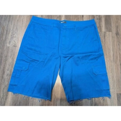 Розовый дельфин грузовой шорты необработанный кромки повседневный синий мужской размер 36 «X» дизайн шов - Изображение 1 из 4