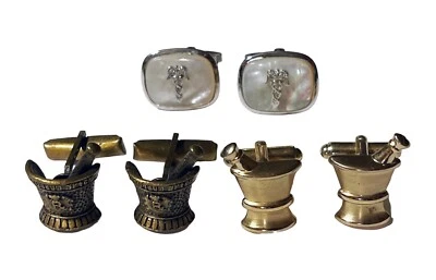 Juego De Colección 3 Gemelos Mortero/Mazo Farmacéutico Boticario RX Foto 1 de 4