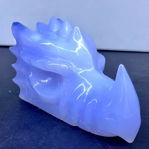 294G Natural ice blue jade carving dragon head - Afbeelding 1 van 14