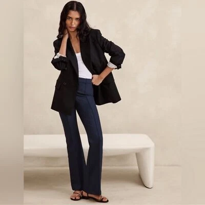 ¡NUEVO CON ETIQUETAS! Pantalón Ponte Banana Republic Azul Marino Acampanado en Todas Partes - Mediano Pequeño Foto 1 de 4