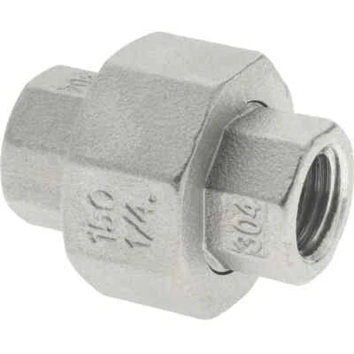 Merit Brass 1/4" 304 Stainless Steel Pipe Union - Image 1 of 4