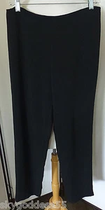 EILLEN FISHER BLACK THICK VISCOSE KNIT FOLD-OVER ELASTIC WAIST CASUAL PANT LN L - Picture 1 of 2