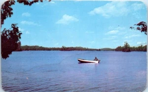 "Out for the Day" FISHERMAN in BOAT Vacationland - Postcard - Picture 1 of 2