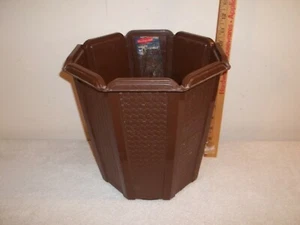 Vtg Mid Century Rubbermaid Brown Octagon Bathroom Bedroom Plastic Trash Can USA - Picture 1 of 7