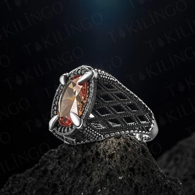 Alexandrite Change Color Stone 925 Sterling Silver Claw Design Men's Ring - Image 1 of 4