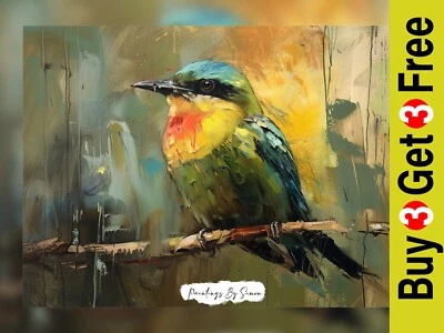Kingfisher Bird Oil Painting Print 5"x7" on Matte Paper - Vivid Artwork - Image 1 of 4