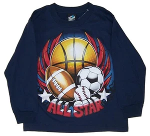 Little Boys Size 5/6 Long Sleeve T-Shirt NWT by Top Heavy All Star Navy - Picture 1 of 3