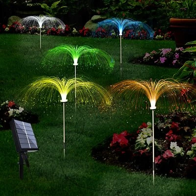 4 Pack Solar Garden Lights Outdoor RGB Solar Pathway Jellyfish Light Xmas Decor - Image 1 of 4