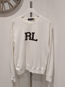 Polo Ralph Lauren Logo Sweatshirt Ladies Size Medium Cream  - Afbeelding 1 van 6