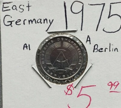 1975 A East Germany 5 Pfennig Coin Choice BU Uncirculated Combo Ship Discounts - Image 1 of 3