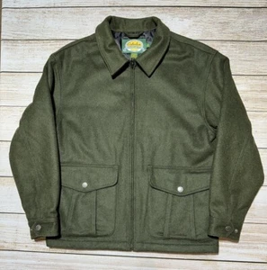 Cabela's Mens Medium Zip-Up Green  Wool Overcoat Coat Jacket Hunting - Picture 1 of 8