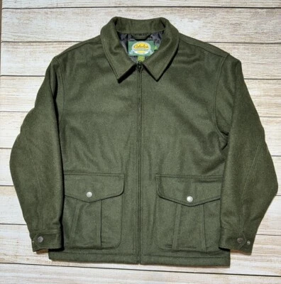 Cabela's Mens Medium Zip-Up Green  Wool Overcoat Coat Jacket Hunting - Image 1 of 4