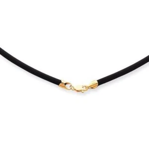 Black Leather Cord Necklace with 14K Gold Lobster Claw Clasp - 1.50mm - Picture 1 of 4