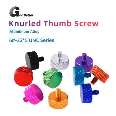 GOOBETTER UNC 6#-32*5 Aluminium Alloy Flat Knurled Thumb Screws for PC Computer Case Bolts