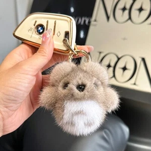 Adorable Bolso Colgante Coche Teléfono Llavero Bola de Piel de Totoro Bola de Piel de Visón Real - Imagen 1 de 9