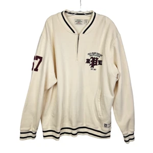 VTG Ralph Lauren Polo Jeans Co Mens 1/4 Zip Pullover XL Ivory RPL Monogram 67 - Picture 1 of 12