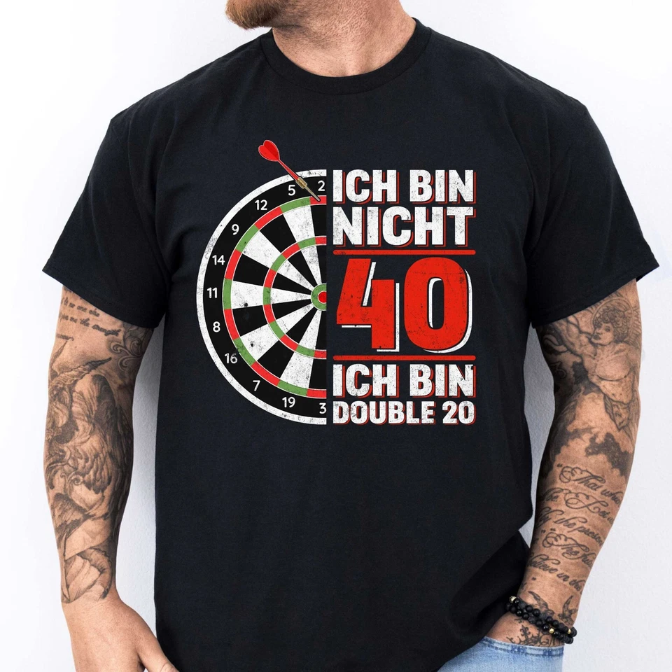 40. Geburtstag T-Shirt | Geschenk Mann | Spruchshirt | Dart Fan | Double 20 - Bild 1 von 3