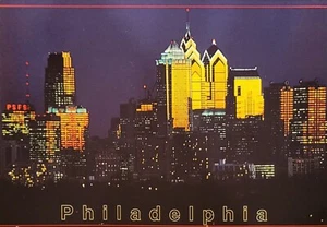 Postal PA Vintage Philadelphia Skyline Night Time CP9471 #63 - Imagen 1 de 2