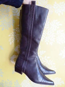 PACO HERRERO bottes plates pointues tout cuir marron T 37 37,5 parfait état  - Picture 1 of 12