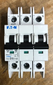EATON CIRCUIT BREAKER FAZ-D10/3 3P 3 POLE 10A 10 AMP FAZ-D10/3-NA - Picture 1 of 2
