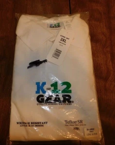 K-12 Gear Unisex Adult Long Sleeve Uniform Polo Shirt, Sz 3XL, White, NEW (53) - Picture 1 of 4