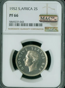 1952 SOUTH AFRICA SILVER 2 SHILLINGS NGC PF66 MAC SPOTLESS *  - Picture 1 of 4