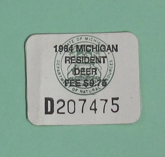 1984 Michigan DNR Resident Deer Hunting License Permit Stamp...Free Shipping! - Image 1 of 1
