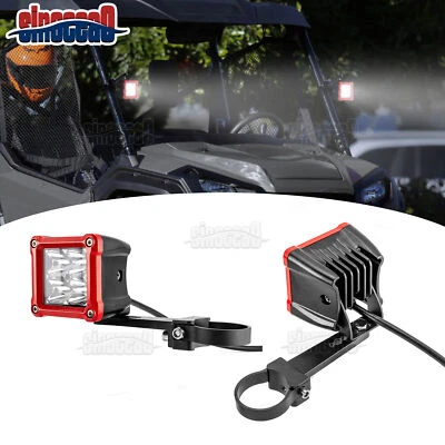 40W 3'' LED Light Pods A-Pillar Mount Kit For Kawasaki Teryx KRX 1000 Yamaha YXZ - Image 1 of 4