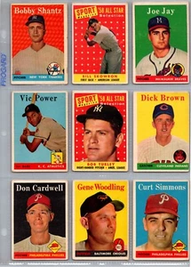 SB3-1: 1958 Topps Baseball Lot (9) Yankees Phillies Orioles Braves HOF Stars - Picture 1 of 2