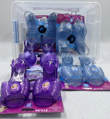 Lot of 8 Girls' Dress-Up Disney Princess Light Up Small Heel Shoes Ages 4+ - Image 1 of 2